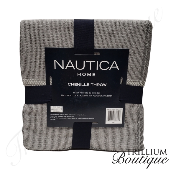 Nautica Chenille Benchley Throw Blanket Gray - Picture 3 of 3